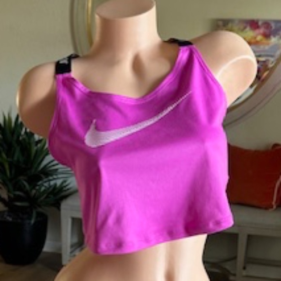 Nike women's Dry Fit XS cropped tank top pink n black. NWOT - Picture 3 of 11